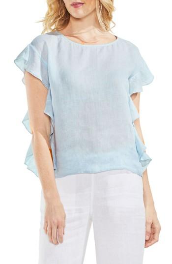Women's Vince Camuto Flutter Sleeve Linen Blouse - Blue