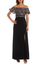 Women's Morgan & Co. Off The Shoulder Lace Bodice Gown - Black