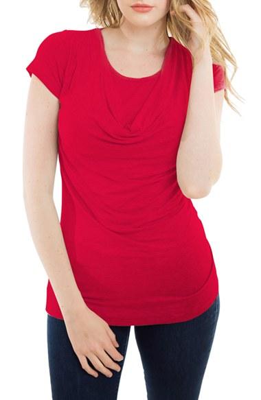 Women's Nurture-elle Cowl Neck Short Sleeve Nursing Top