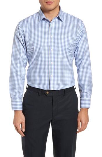 Men's Nordstrom Men's Shop Smartcare(tm) Trim Fit Check Dress Shirt - 32/33 - Grey