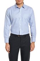 Men's Nordstrom Men's Shop Smartcare(tm) Trim Fit Check Dress Shirt - 32/33 - Grey