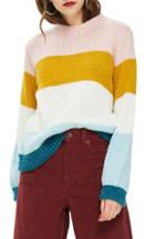 Women's Topshop Colorblock Knit Pullover Us (fits Like 14) - Ivory