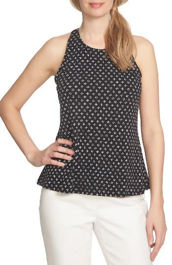 Women's Cece Ditsy Print Twist Back Knit Top - Black