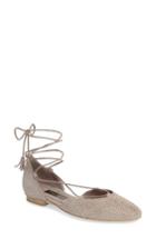 Women's Gabor Studded Lace-up Flat M - Beige