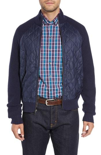 Men's Cutter & Buck Quilted Zip Sweater - Blue