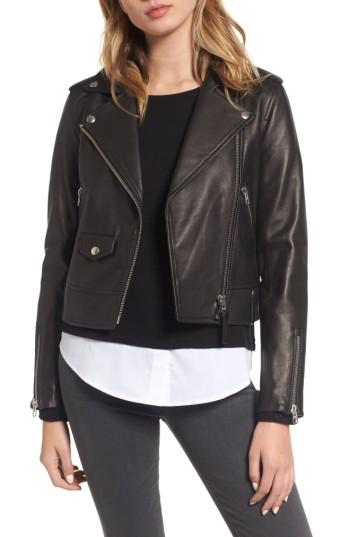 Women's Mackage Baya Leather Moto Jacket - Black