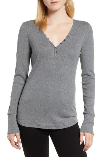 Women's Caslon V-neck Henley - Grey