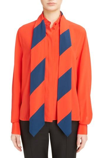 Women's Givenchy Stripe Scarf Silk Shirt Us / 34 Fr - Red