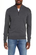 Men's French Connection Stretch Cotton Quarter Zip Sweater, Size - Grey