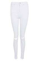 Women's Topshop Jamie Ripped Jeans W X 30l (fits Like 25-26w) - White