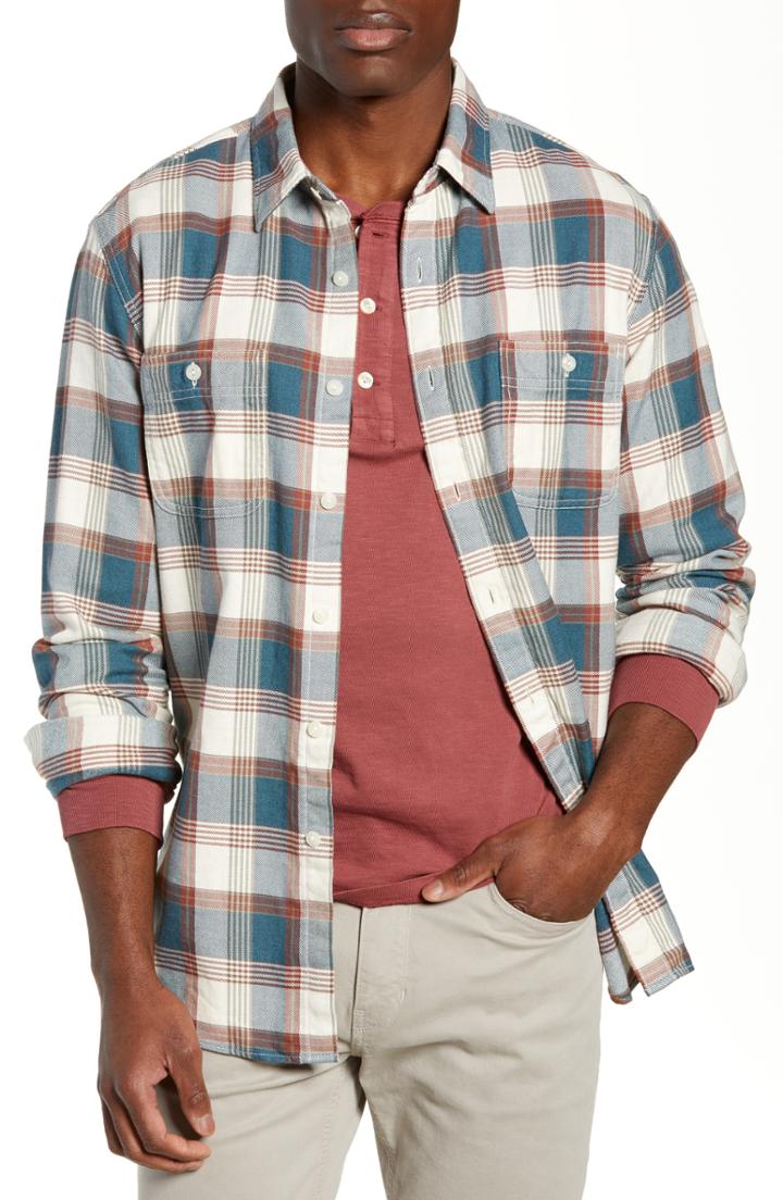 Men's J.crew Wallace & Barnes Slim Fit Plaid Flannel Shirt - Blue