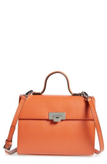 Lodis Medium Bree Leather Top Handle Satchel - Orange