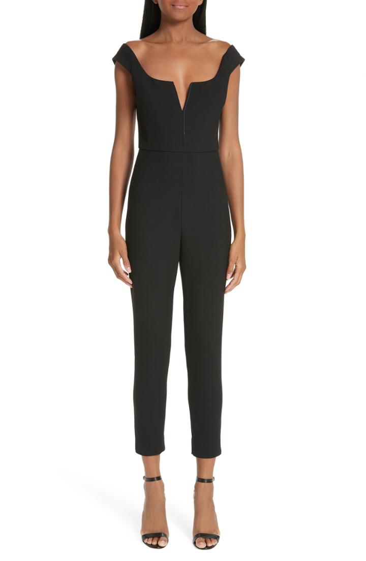 Women's Ted Baker London Colour By Numbers Ursa Metallic Star Detail Velvet Jumpsuit - Black