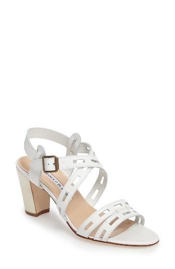 Women's Manolo Blahnik Essa Laser Cut Block Sandal
