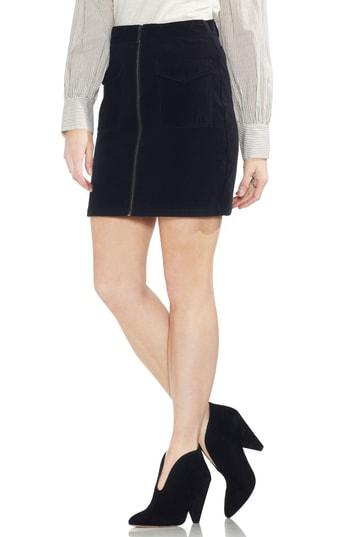 Women's Vince Camuto Washed Corduroy Zip Front Miniskirt - Black