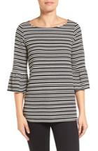 Women's Pleione Stripe Knit Bell Sleeve Top - Black