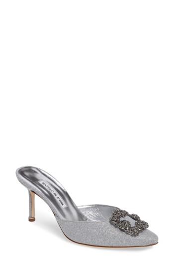 Women's Manolo Blahnik Hangisi Jeweled Mule .5us / 39.5eu - Metallic