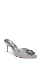 Women's Manolo Blahnik Hangisi Jeweled Mule .5us / 39.5eu - Metallic