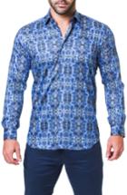 Men's Maceoo Fibonacci Desigual Trim Fit Print Sport Shirt (s) - Blue