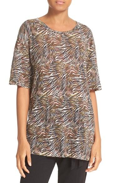 Women's Iro Print Punctured Linen Tee