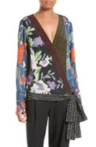 Women's Diane Von Furstenberg Print Tie Waist Crossover Blouse