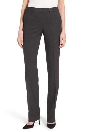 Women's Boss Tafena Check Stretch Wool Pants R - Black