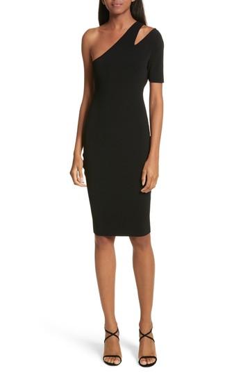 Women's Milly Sliced One-shoulder Sheath Dress, Size - Black