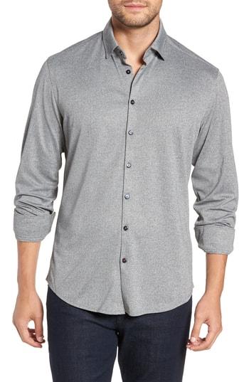 Men's Stone Rose Trim Fit Tech Knit Sport Shirt - Black