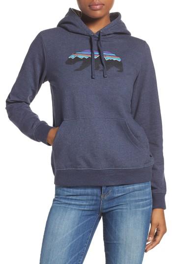 Women's Patagonia Fitz Roy Bear Graphic Hoodie - Blue