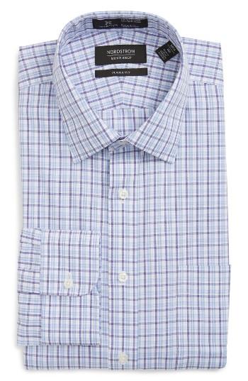 Men's Nordstrom Men's Shop Smartcare(tm) Classic Fit Plaid Dress Shirt .5 34 - Purple
