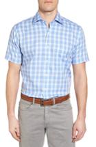Men's Peter Millar Crown Ease Sloan Regular Fit Plaid Sport Shirt - Blue