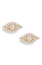 Women's Ef Collection Evil Eye Diamond & Opal Stud Earrings