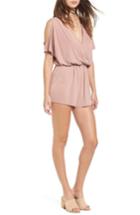 Women's Sun & Shadow Cold Shoulder Romper, Size - Pink