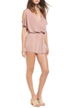 Women's Sun & Shadow Cold Shoulder Romper, Size - Pink