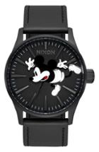 Men's Nixon X Disney Mouse Sentry Leather Strap Watch, 42mm