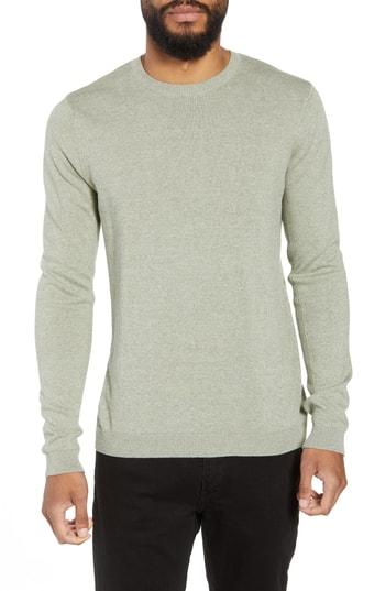 Men's Topman Twist Side Rib Crewneck Sweater - Green