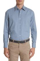 Men's Canali Trim Fit Print Twill Sport Shirt - Blue