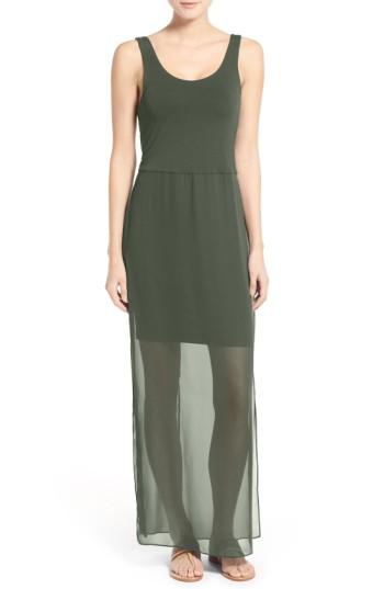 Petite Women's Vince Camuto Chiffon Overlay Tank Dress - Green