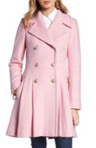 Petite Women's Guess Double Breasted Wool Blend Coat P - Pink