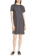 Women's Theory Print Silk T-shirt Dress, Size - Black