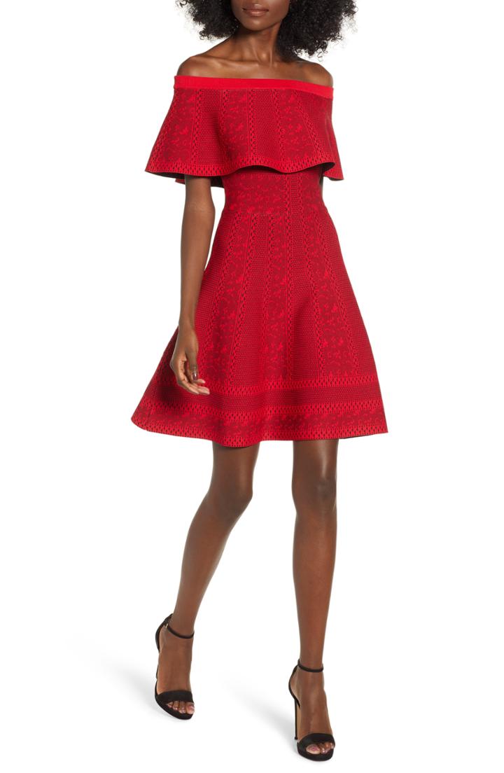 Women's Endless Rose Off The Shoulder Fit & Flare Dress - Red