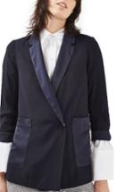 Women's Topshop Satin Pocket Blazer Us (fits Like 0) - Blue