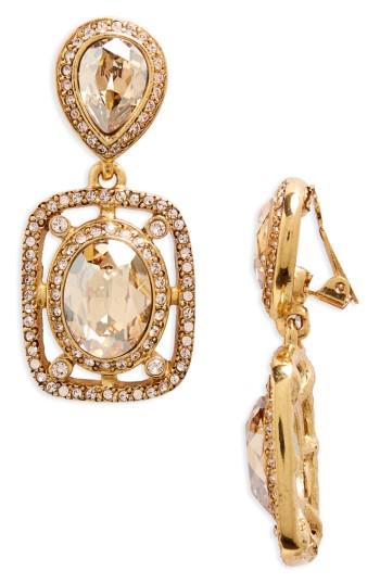 Women's Oscar De La Renta Pave Deco Clip Earrings