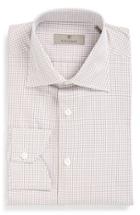Men's Canali Regular Fit Check Dress Shirt - Brown