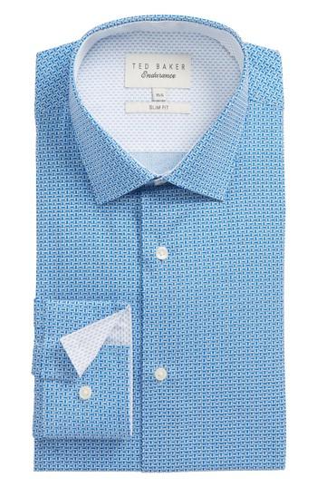 Men's Ted Baker London Porsh Slim Fit Check Dress Shirt - Blue