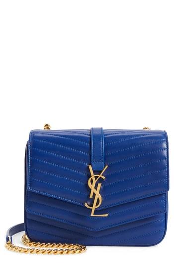 Saint Laurent Montaigne Quilted Lambskin Crossbody Bag - Blue