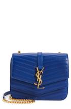 Saint Laurent Montaigne Quilted Lambskin Crossbody Bag - Blue