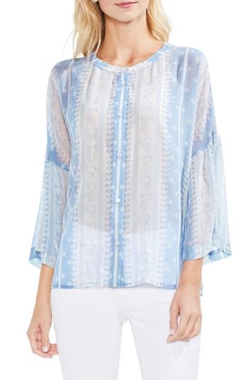 Women's Vince Camuto Country Paisley Bell Sleeve Blouse, Size - Blue