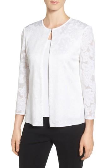 Women's Ming Wang Jacquard Knit Collarless Jacket - White