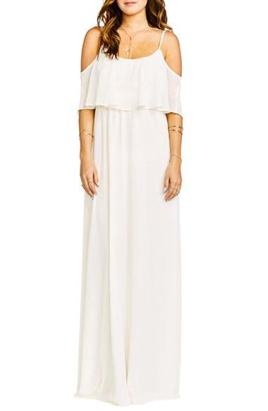 Women's Show Me Your Mumu Caitlin Cold Shoulder Chiffon Gown - White
